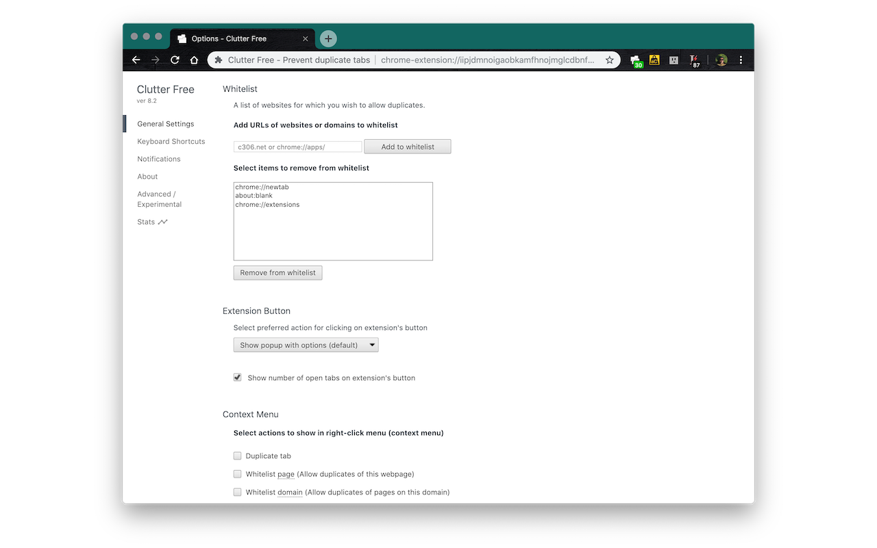 Clutter Free - Prevent duplicate tabs截图2