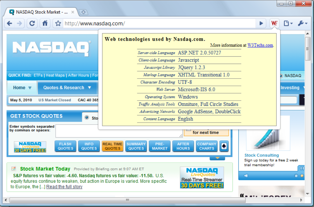 W3Techs Website Technology Information截图1