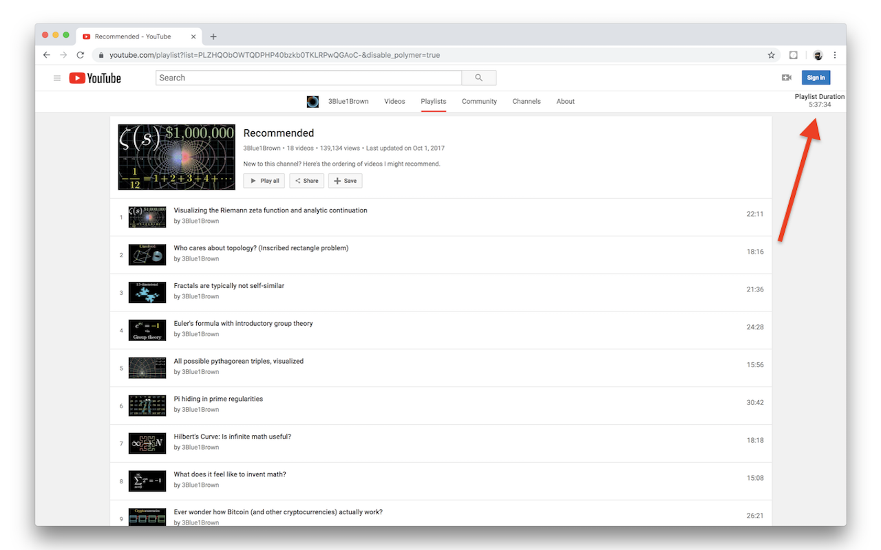 YouTube Playlist Duration截图3