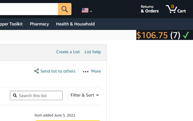 Amazon Wishlist Subtotal截图3