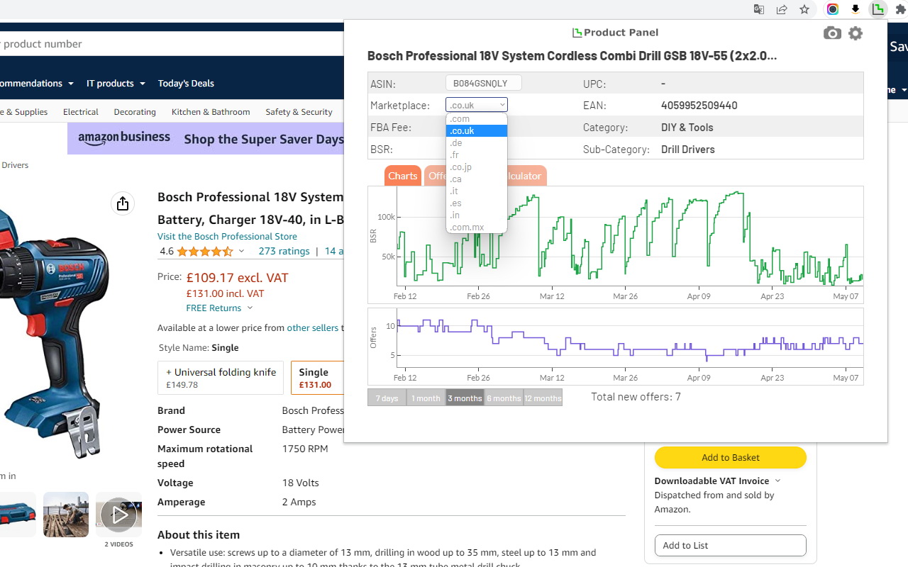 ProductPanel - Amazon BSR History & Analytics截图1