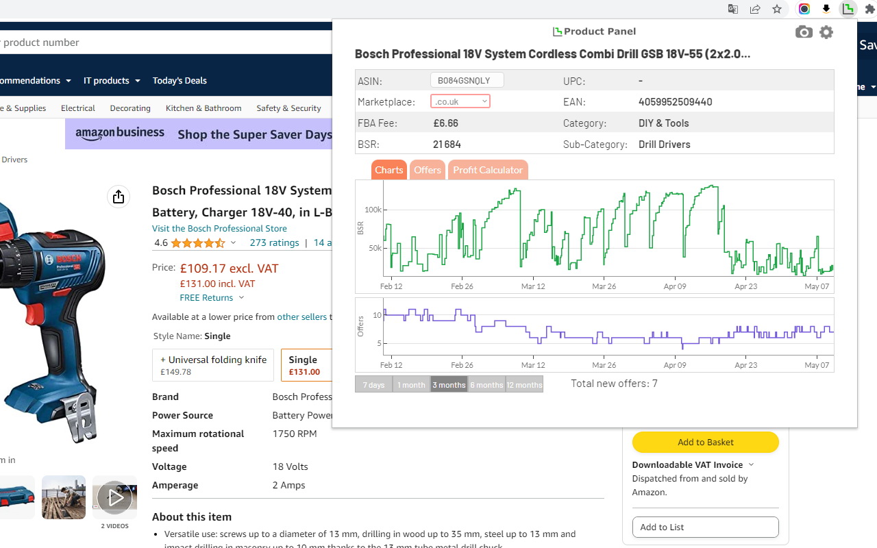 ProductPanel - Amazon BSR History & Analytics截图2