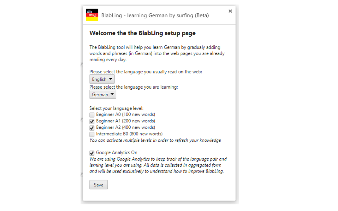 BlabLing - learning German by surfing (Beta)截图2