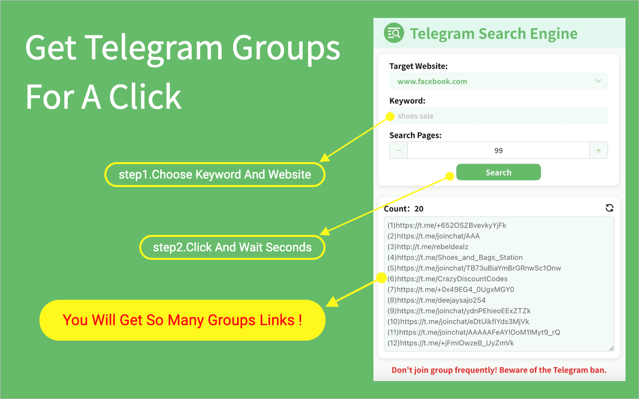 Telegram 群组和频道搜索工具截图1