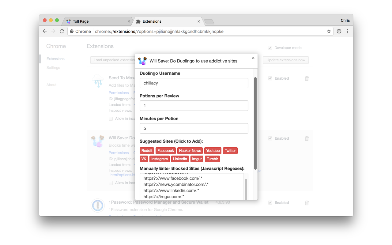 Will Save: Duolingo Powered Site Blocker截图1