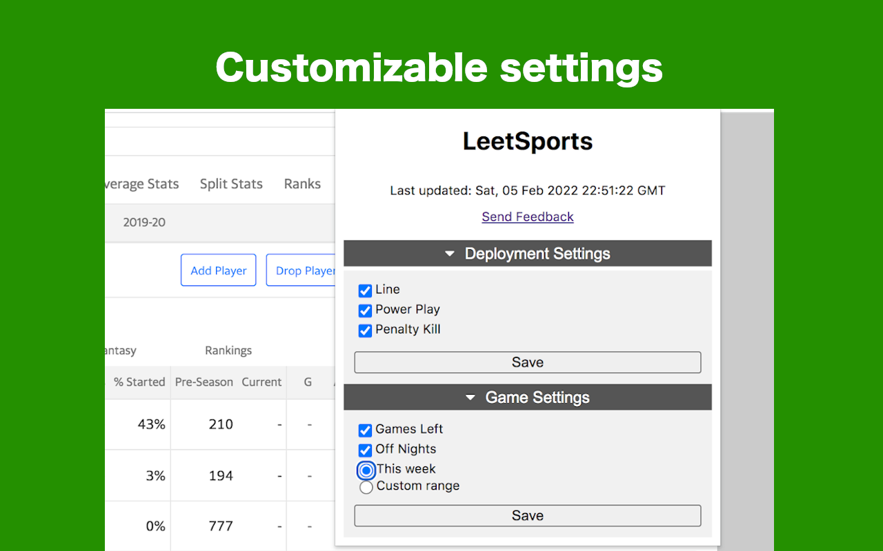 LeetSports Fantasy Hockey Tools截图1