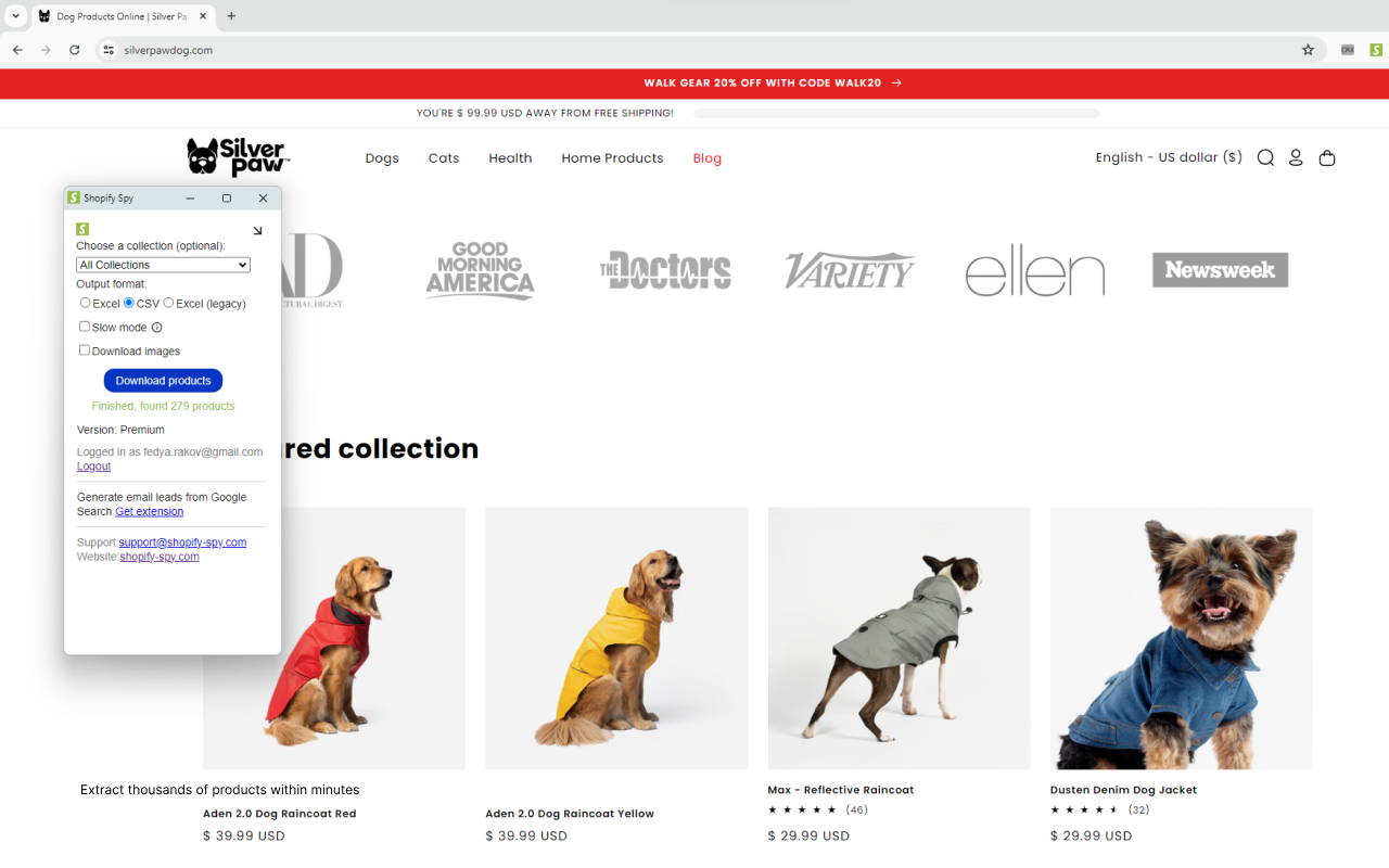 Shopify Scraper & Parser - Shopify Spy截图1