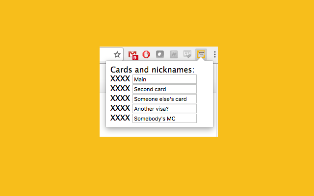 Credit Card Nicknames for Amazon截图1