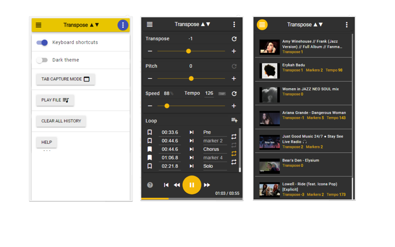 Transpose ▲▼ pitch ▹ speed ▹ loop for videos截图1