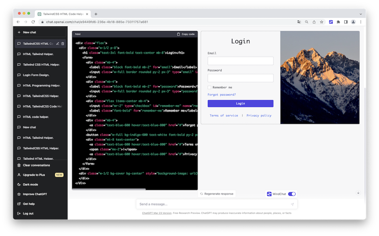WindChat-ChatGPT Tailwind CSS React Previewer截图3