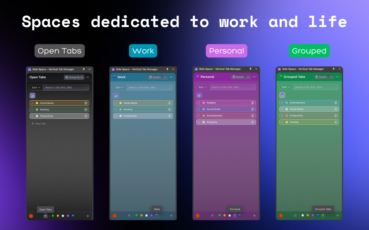 Side Space - AI Powered Vertical Tab Manager截图1
