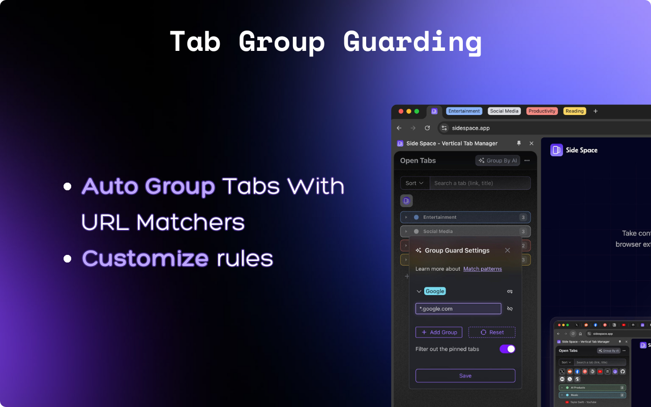 Side Space - AI Powered Vertical Tab Manager截图4
