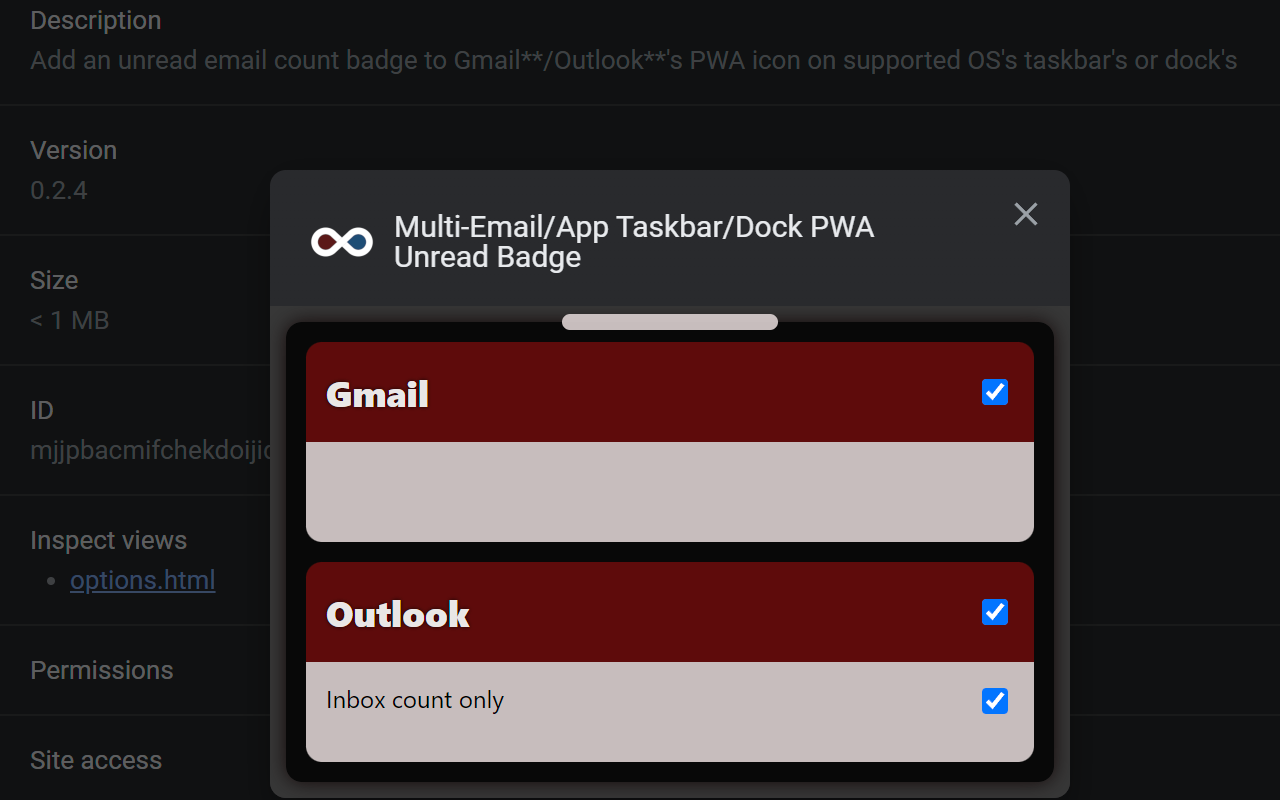 Multi-Email/App Taskbar/Dock PWA Unread Badge截图2