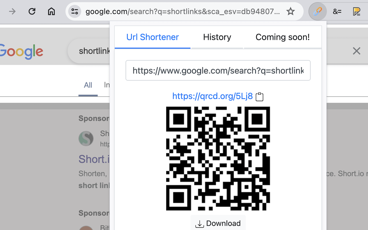 适用于Google Chrome™的网址缩短器截图3