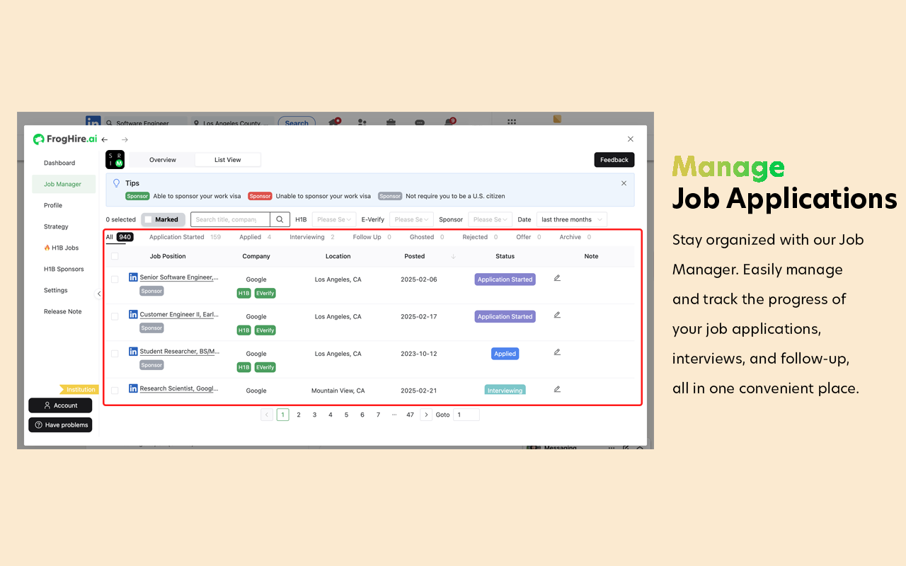 FrogHire.ai - H1B Sponsor Checker, Job Analyzer & Autofill截图2