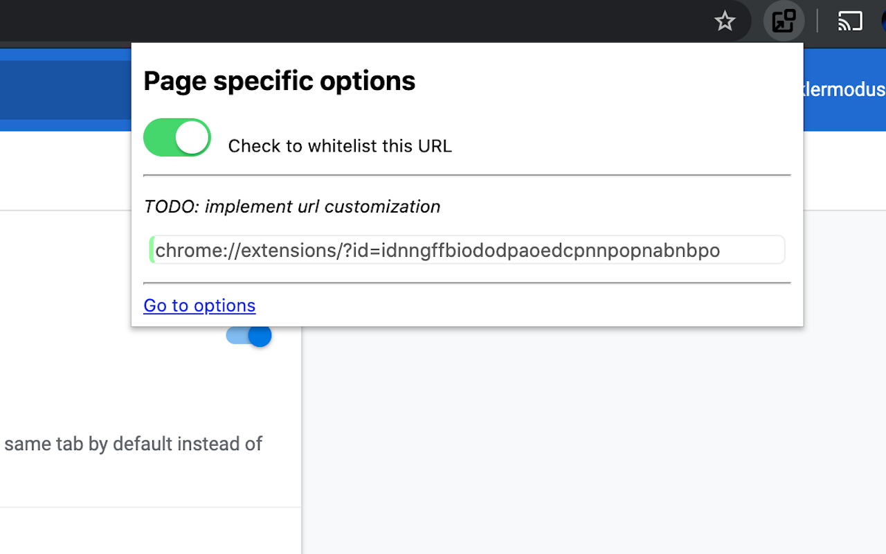 Open link in same tab, pop-up as tab截图1