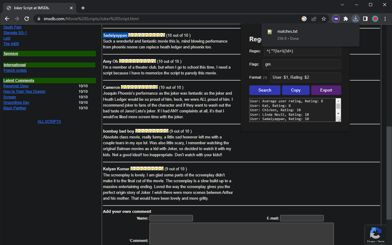 Regex Search and Extract截图1