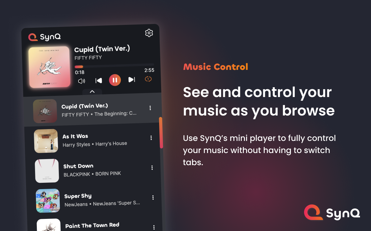 SynQ for Spotify, YouTube, Amazon Music, more截图2