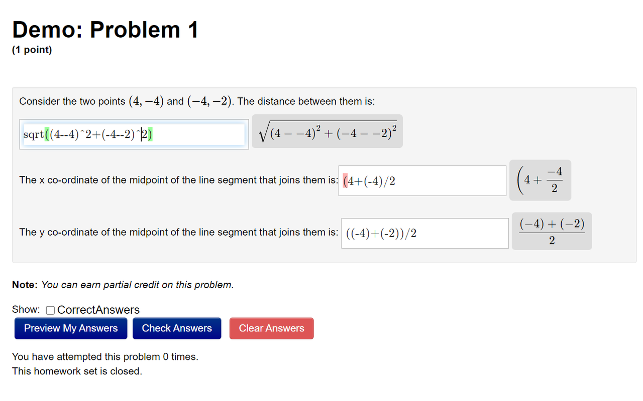 WeBWorK MathView截图1