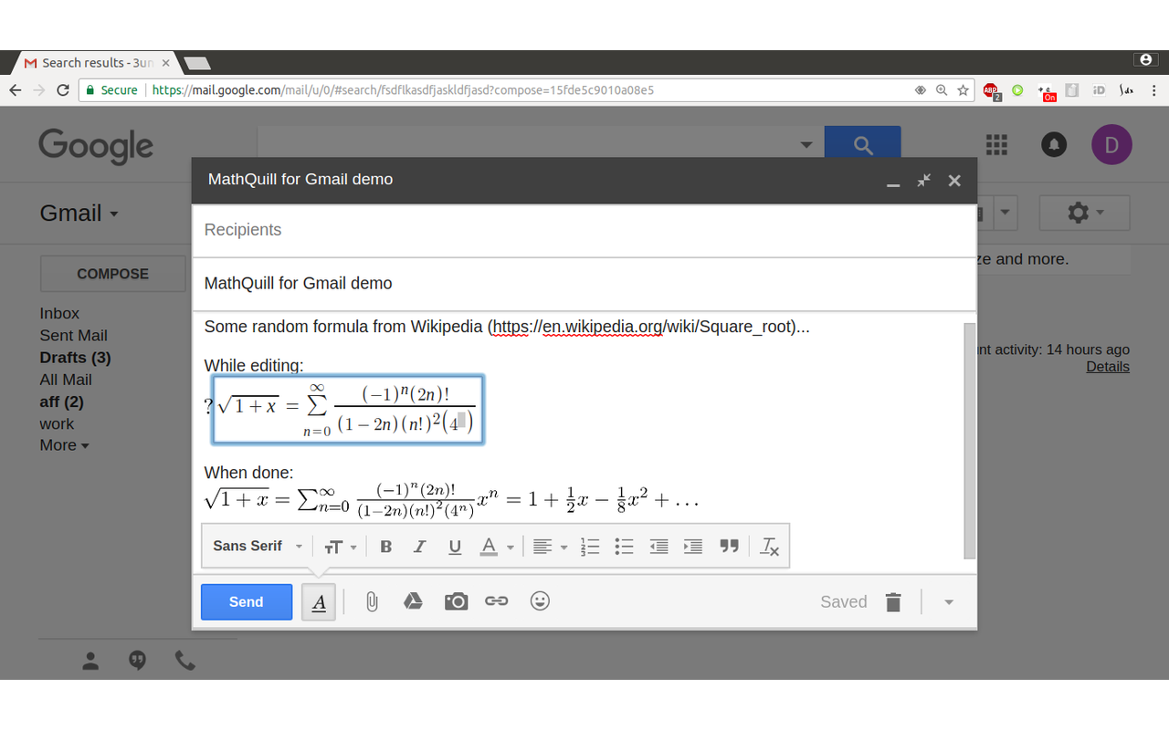 MathQuill for Gmail/Thunderbird截图1