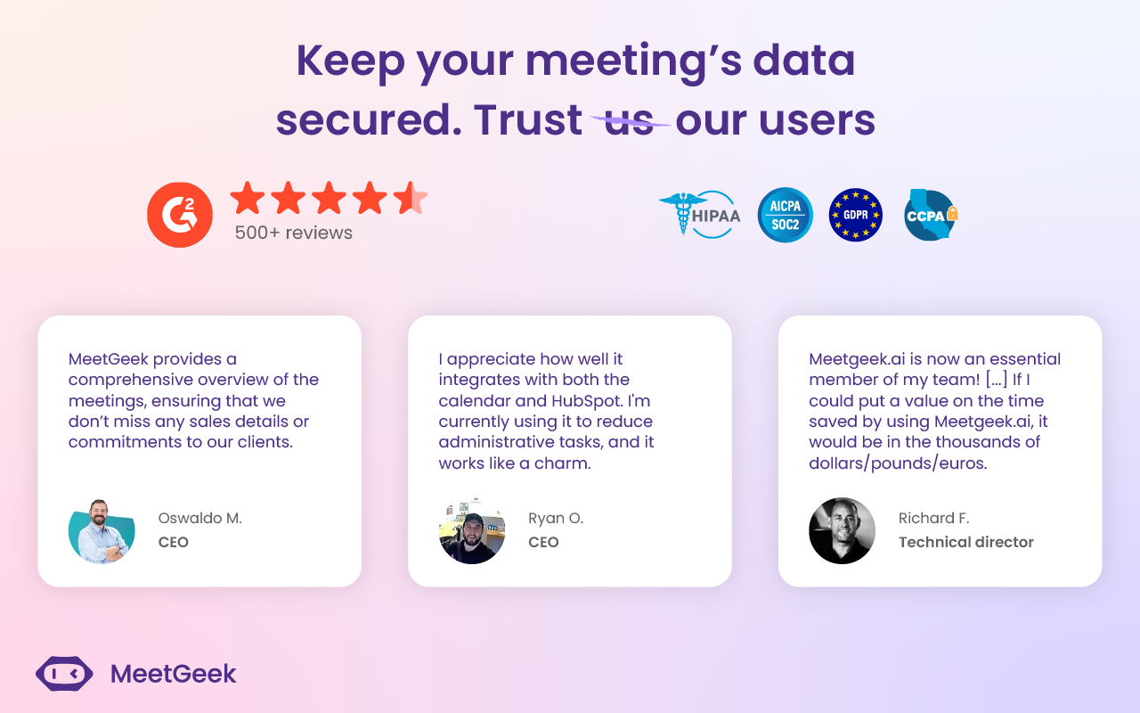 MeetGeek: AI Meeting Notes, Transcripts & Screen Recording截图1