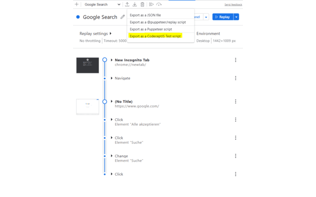 CodeceptJS Chrome Recorder截图1