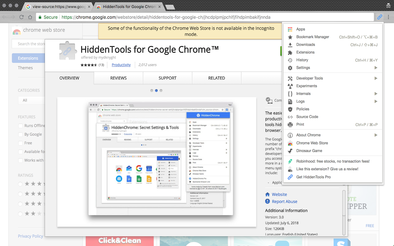 HiddenTools for Google Chrome™截图1
