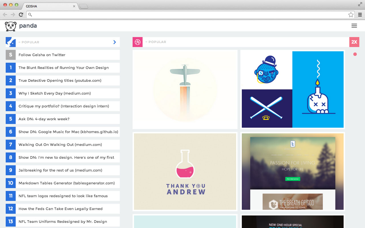 Panda | Hacker News, Dribbble, Designer News截图1