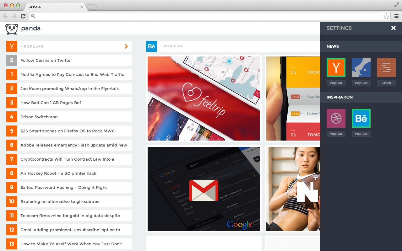 Panda | Hacker News, Dribbble, Designer News截图2