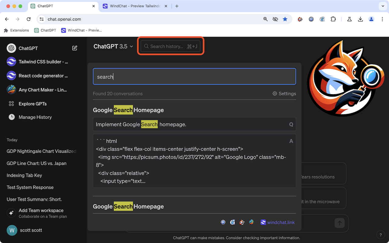 ChatGPT Conversation History Search & Claude AI Messages Search截图1