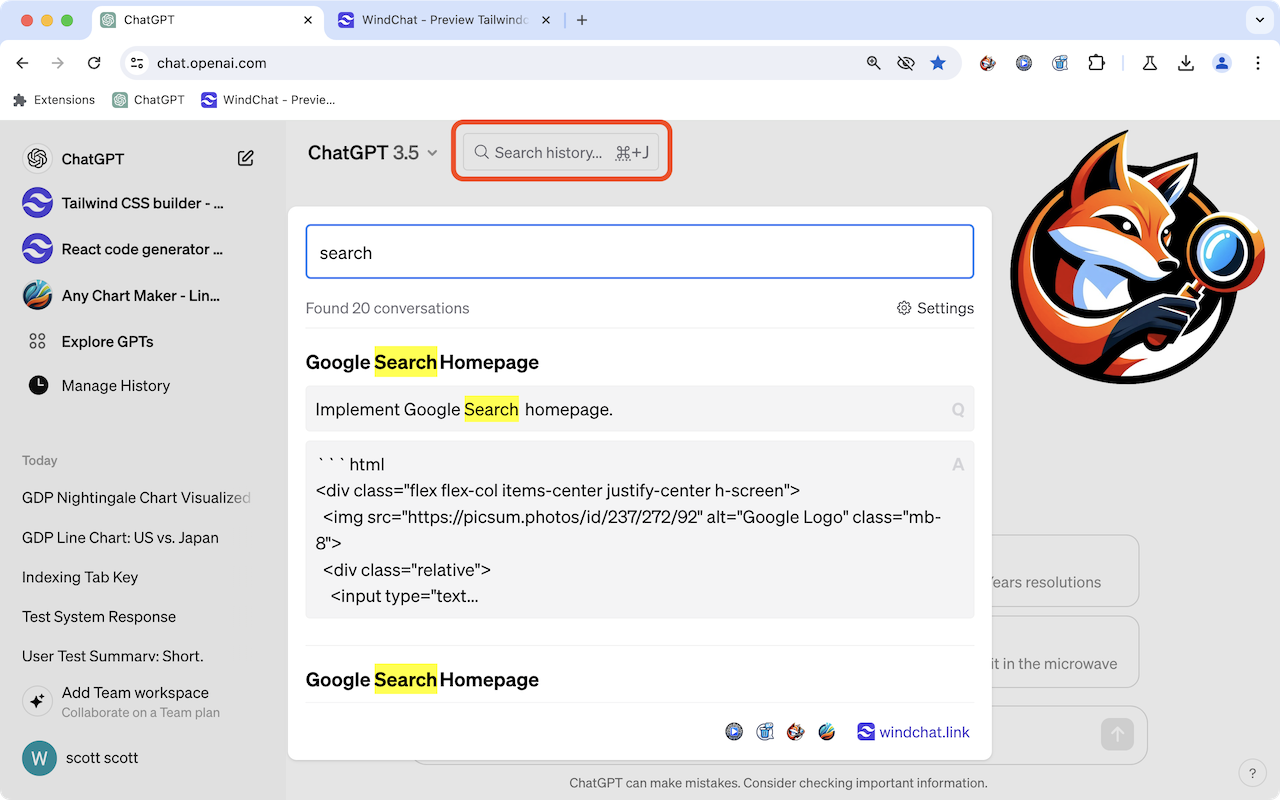 ChatGPT Conversation History Search & Claude AI Messages Search截图3