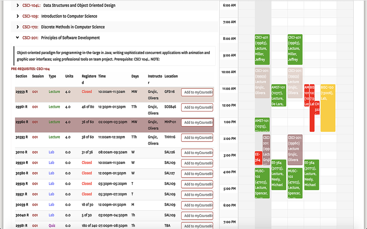 USC WebReg Super Schedule截图2