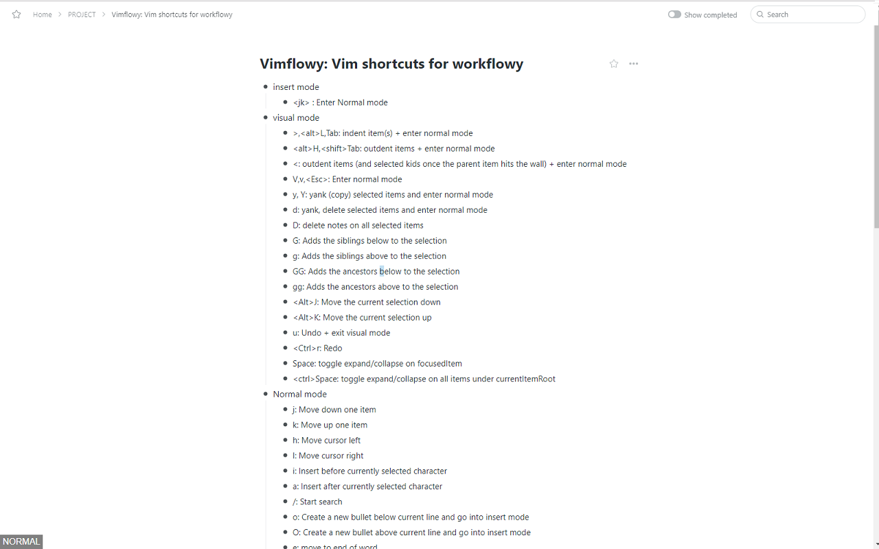 Vimflowy截图1