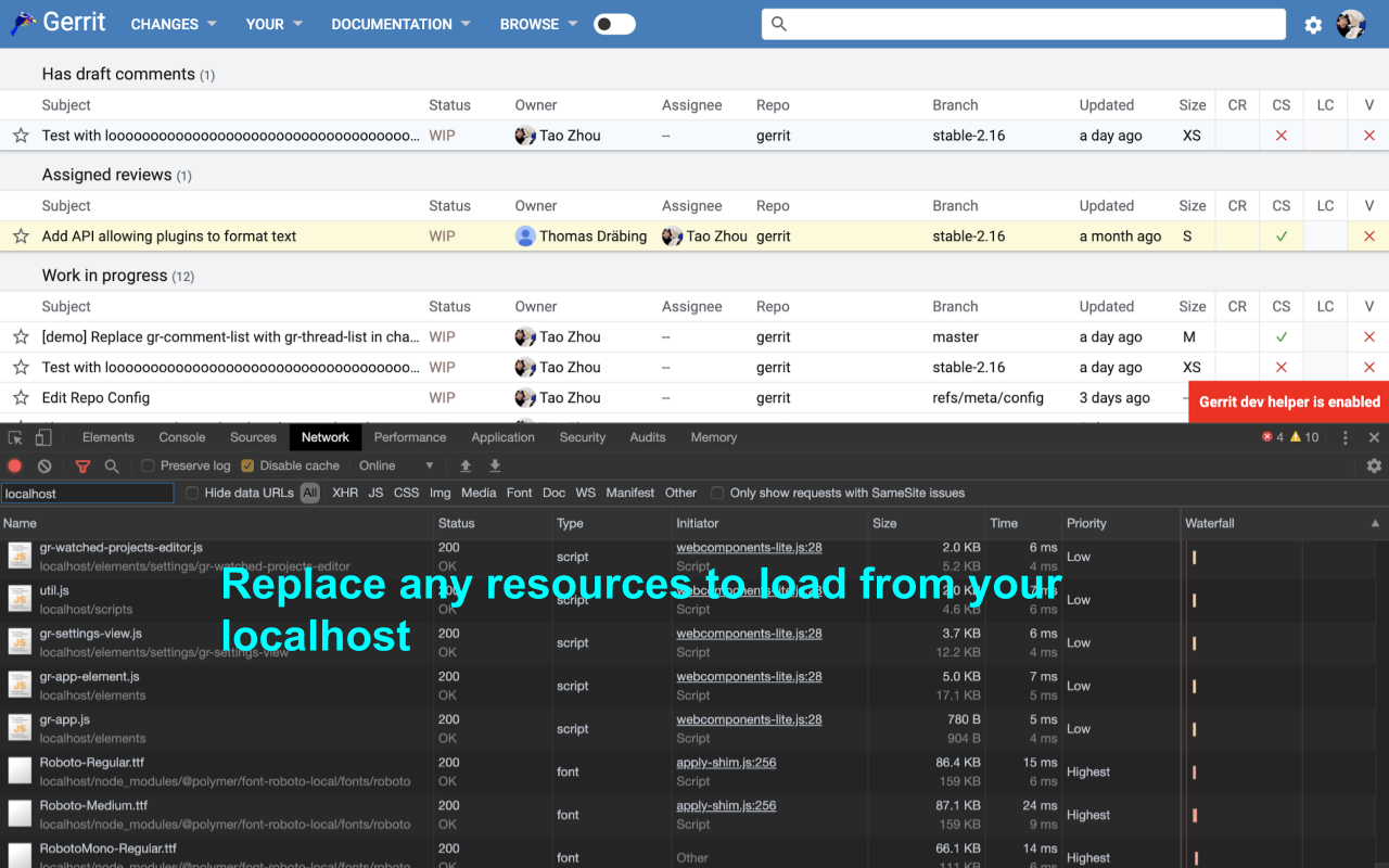 Gerrit FE Dev Helper截图1
