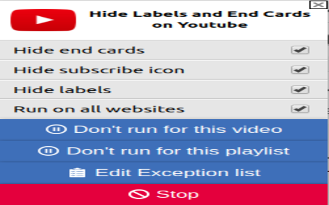 Hide Labels and End Cards on Youtube截图3