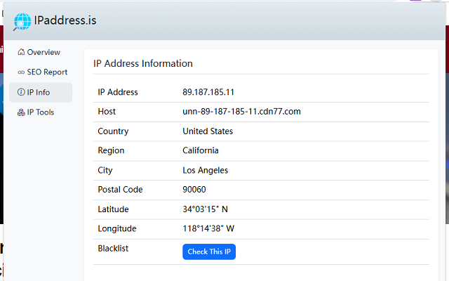 IPaddress.is - IP Lookup and SEO Analysis截图1