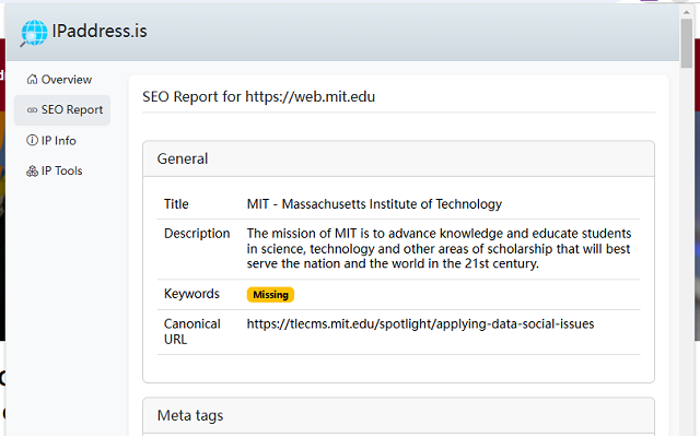 IPaddress.is - IP Lookup and SEO Analysis截图3