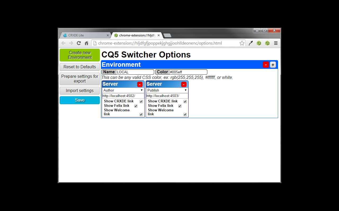 CQ5 / AEM Switcher截图1
