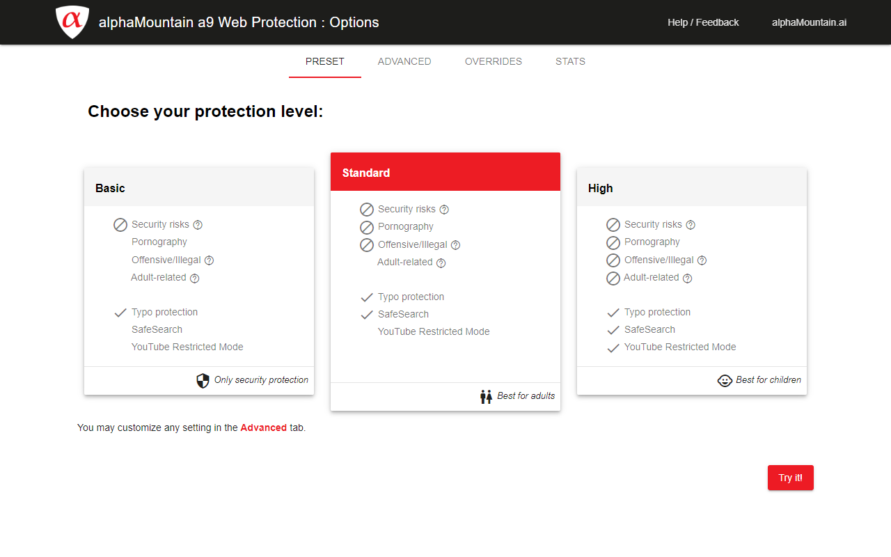 a9 Web Protection: filter, parental control截图3