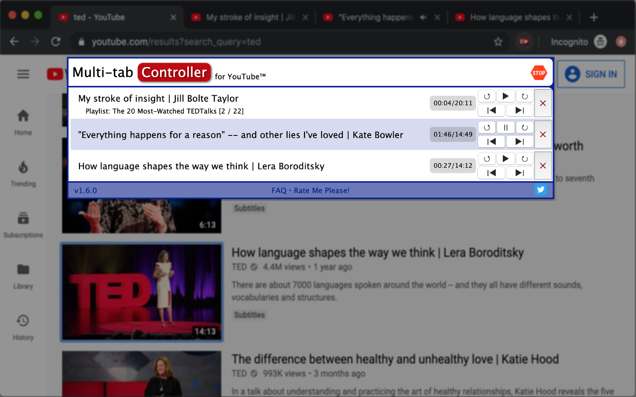 Multi-Tab Controller for YouTube截图1