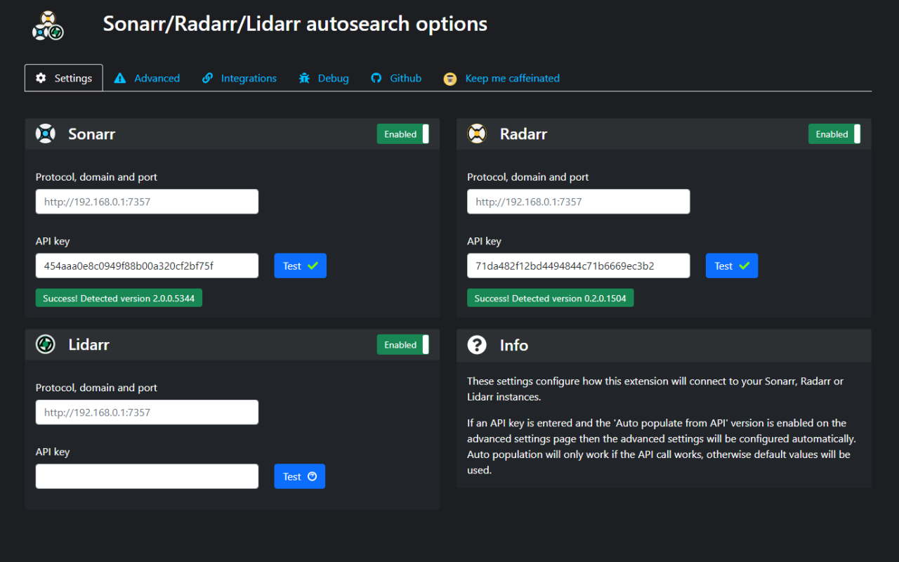 Sonarr/Radarr/Lidarr autosearch截图1