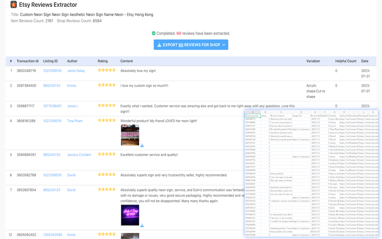 Etsy™ Reviews Extractor截图2