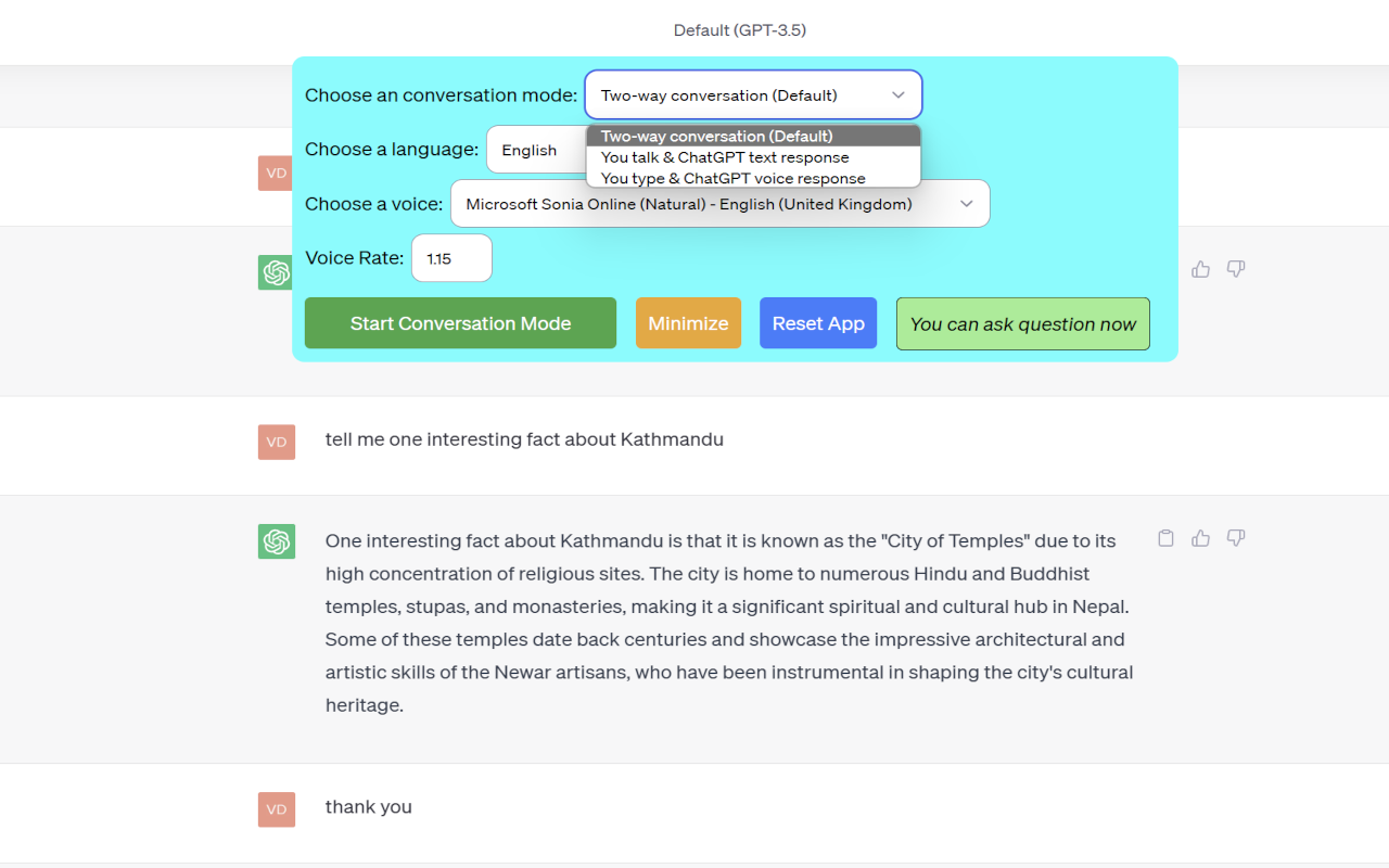 Two Way Voice for ChatGPT截图5