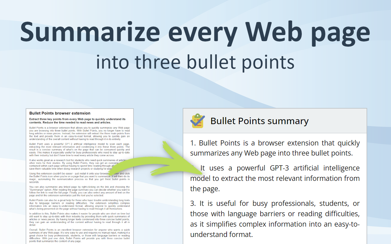 Bullet Points: summarize Web pages with GPT-3截图3