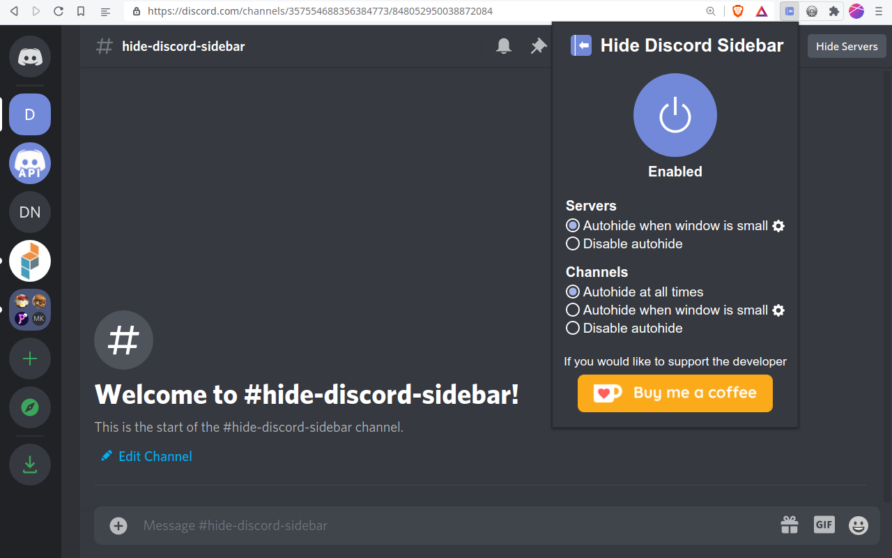 Hide Discord Sidebar截图1