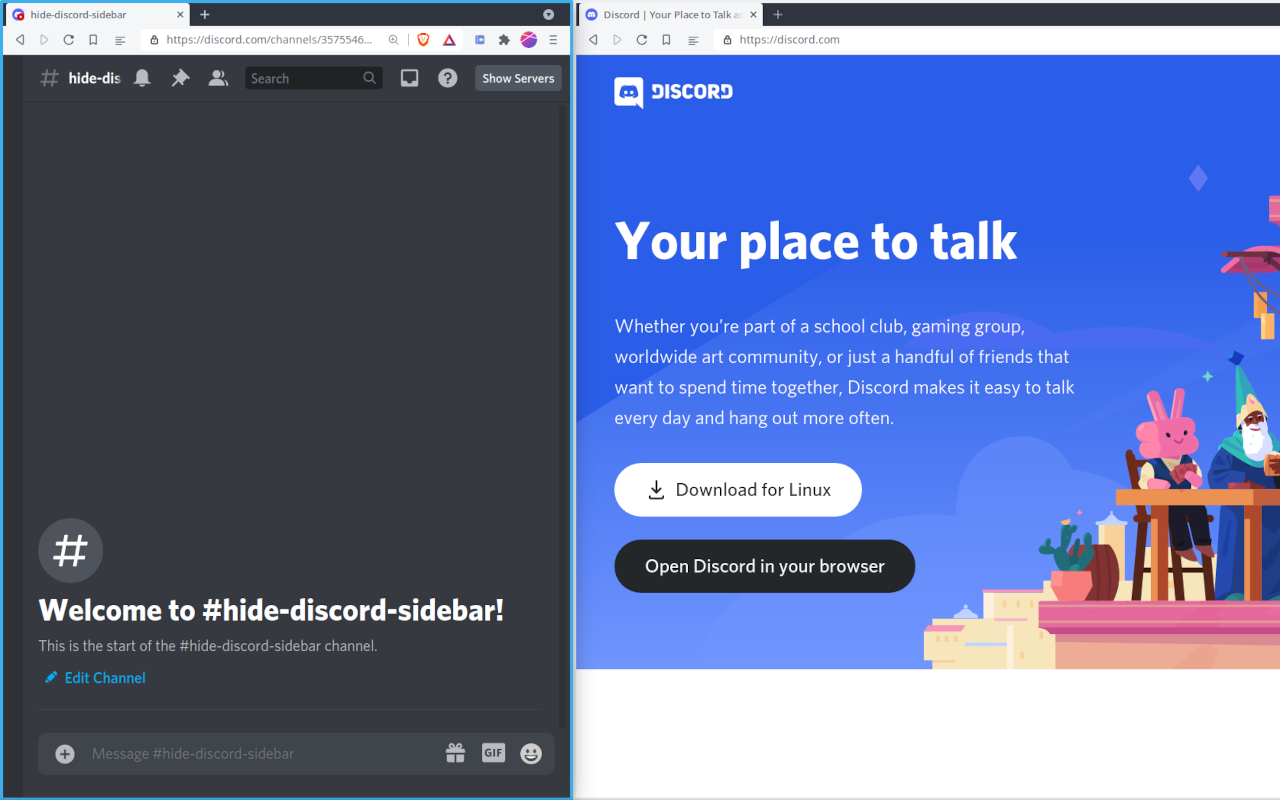 Hide Discord Sidebar截图2