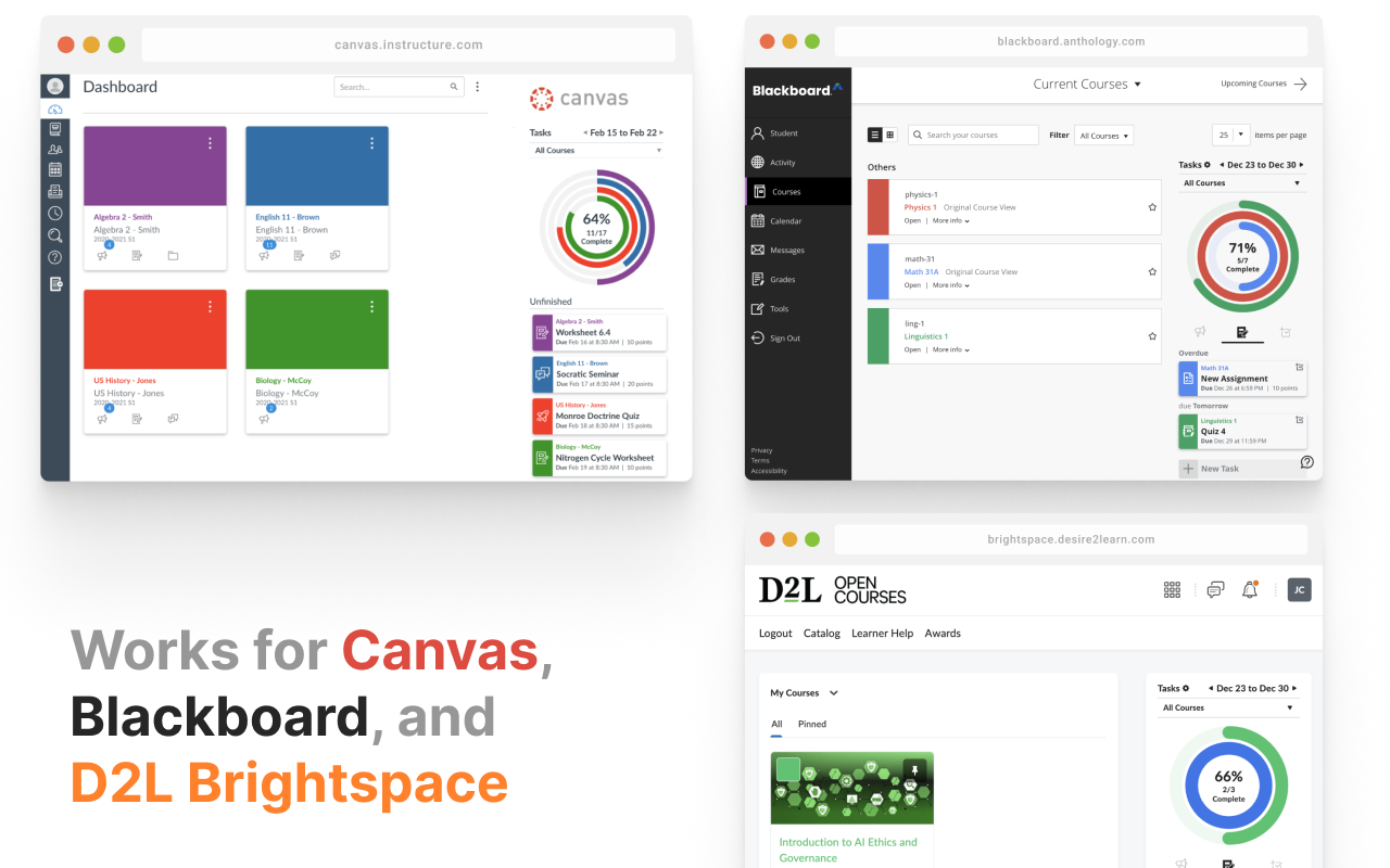 Tasks for Canvas – now supporting Blackboard, D2L Brightspace截图4