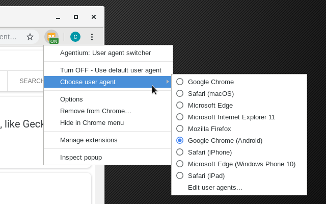 Agentium: User agent switcher截图1