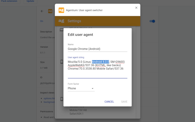 Agentium: User agent switcher截图2