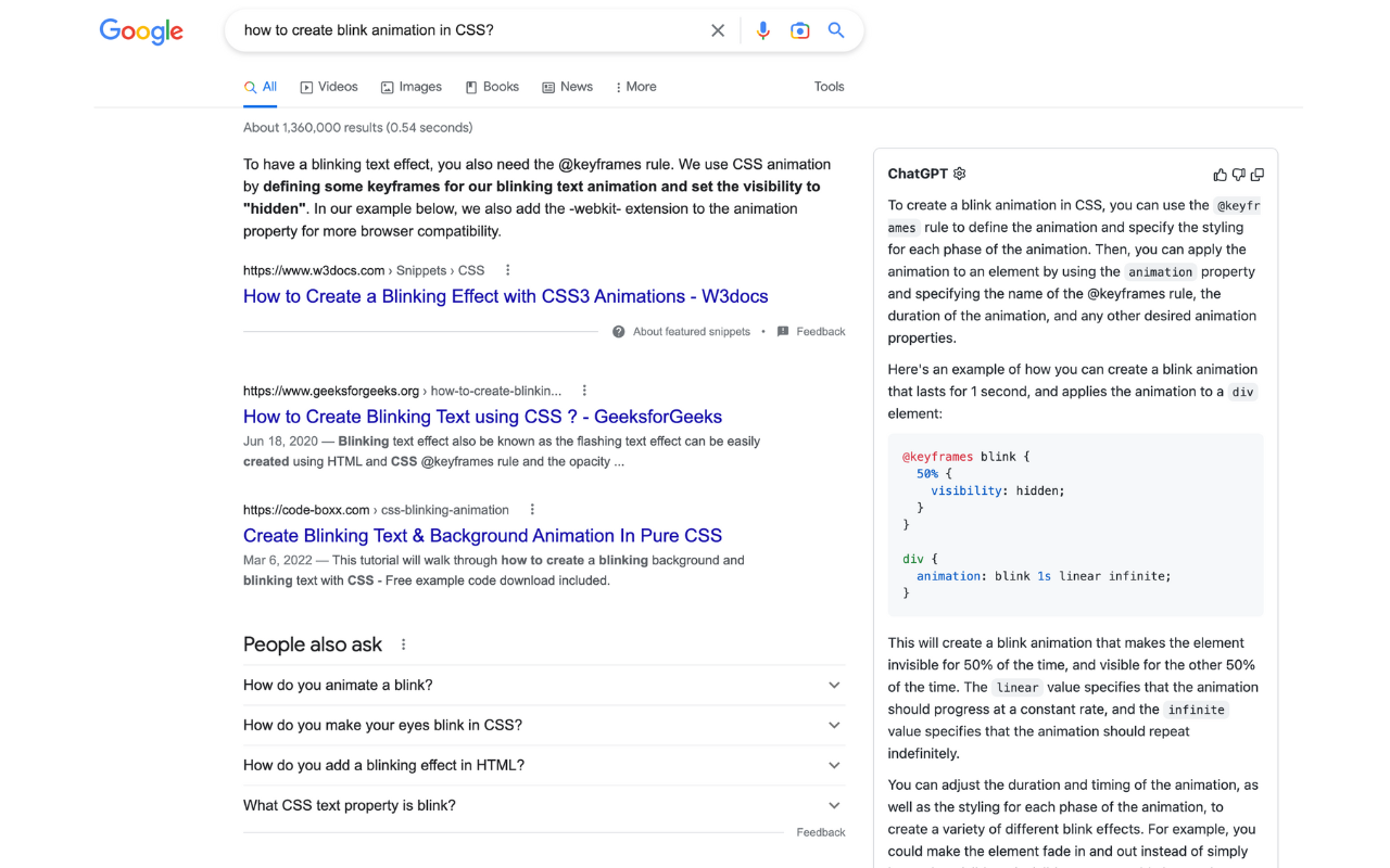 ChatGPT in Google截图2